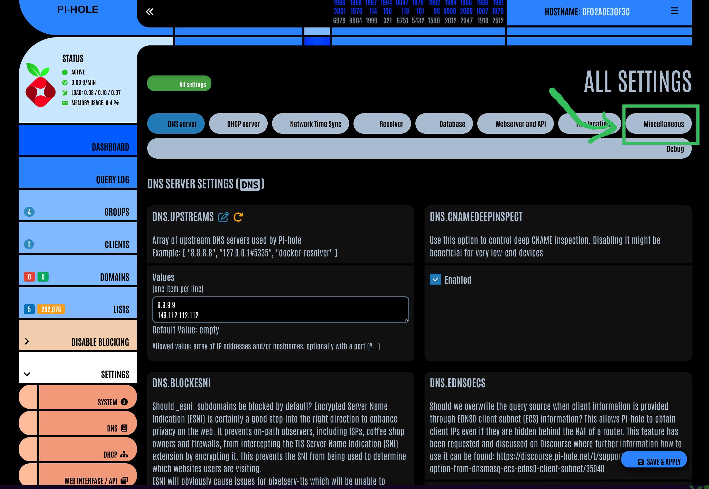 Pi-hole_Miscellaneous_Settings